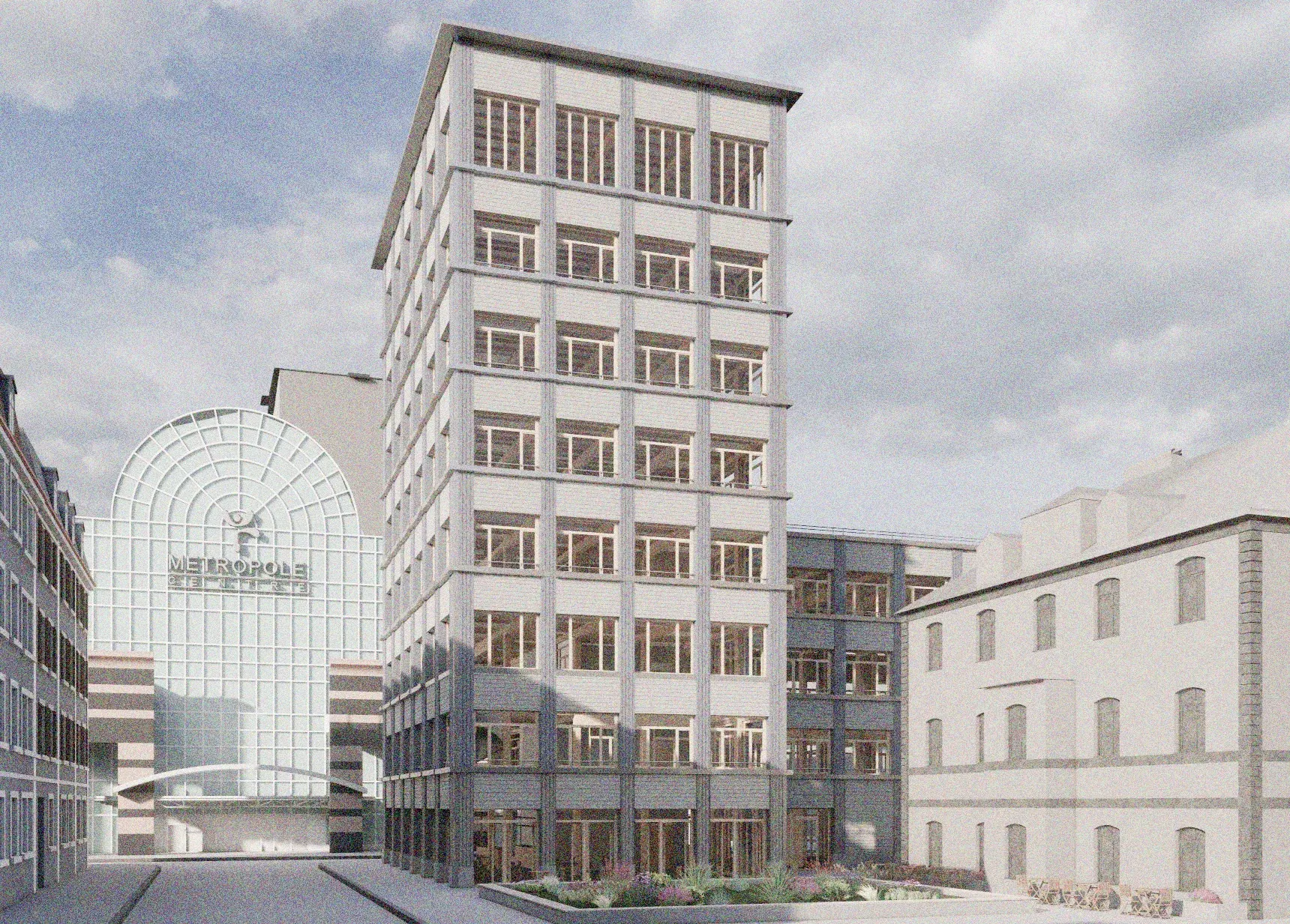 Architektonische Darstellung: Manufaktur in La Chaux-de-Fonds.